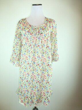 MICHEL KLEIN DRESS floral boho hippie shabby chic lined  4 6 semi sheer layered
